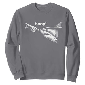 Boop Shark Meme Sweatshirt Funny Nose Touch Shark Lovers Ocean Life TS11 Charcoal Print Your Wear