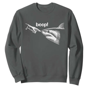 Boop Shark Meme Sweatshirt Funny Nose Touch Shark Lovers Ocean Life TS11 Dark Heather Print Your Wear
