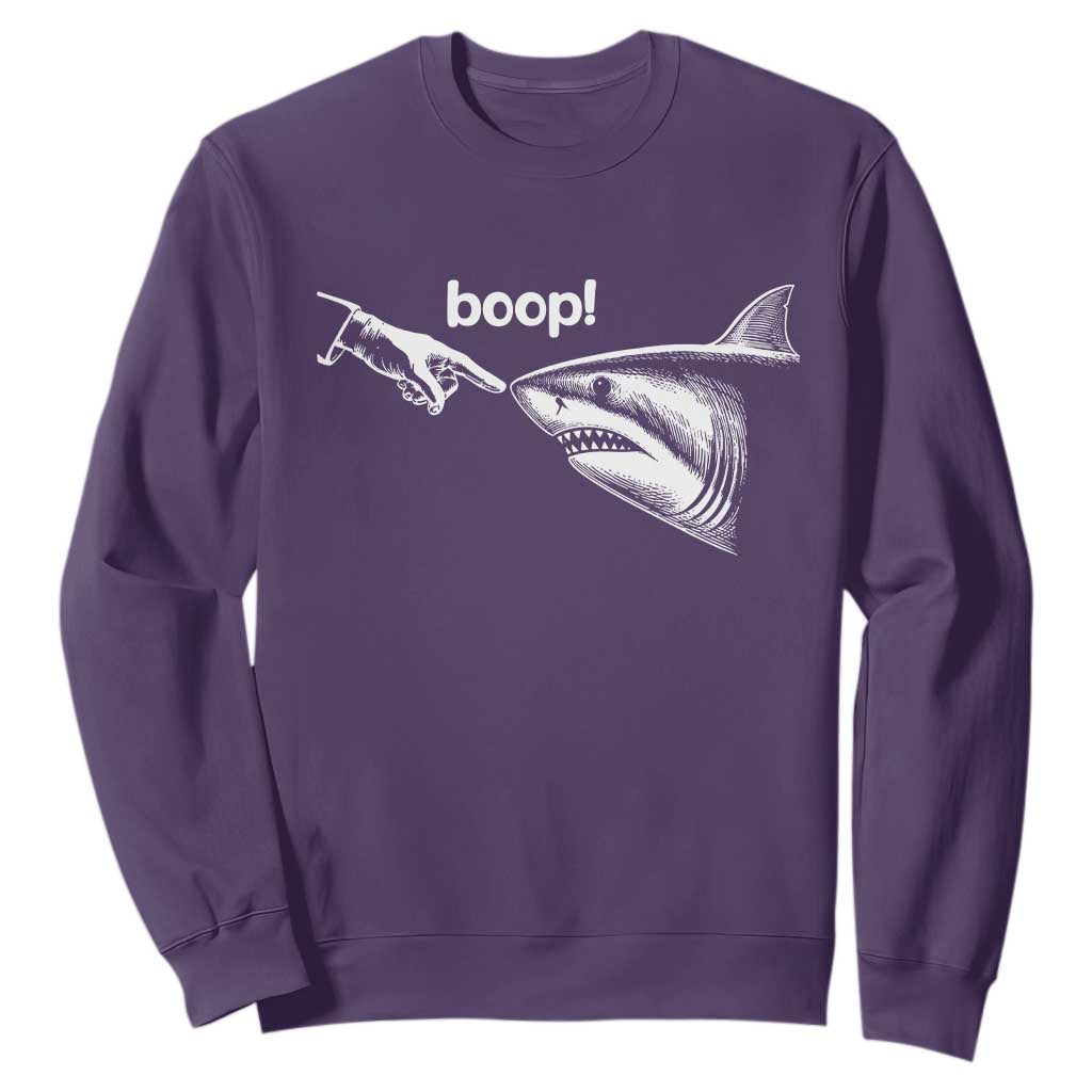 Boop Shark Meme Sweatshirt Funny Nose Touch Shark Lovers Ocean Life TS11 Purple Print Your Wear
