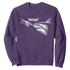 Boop Shark Meme Sweatshirt Funny Nose Touch Shark Lovers Ocean Life TS11 Purple Print Your Wear