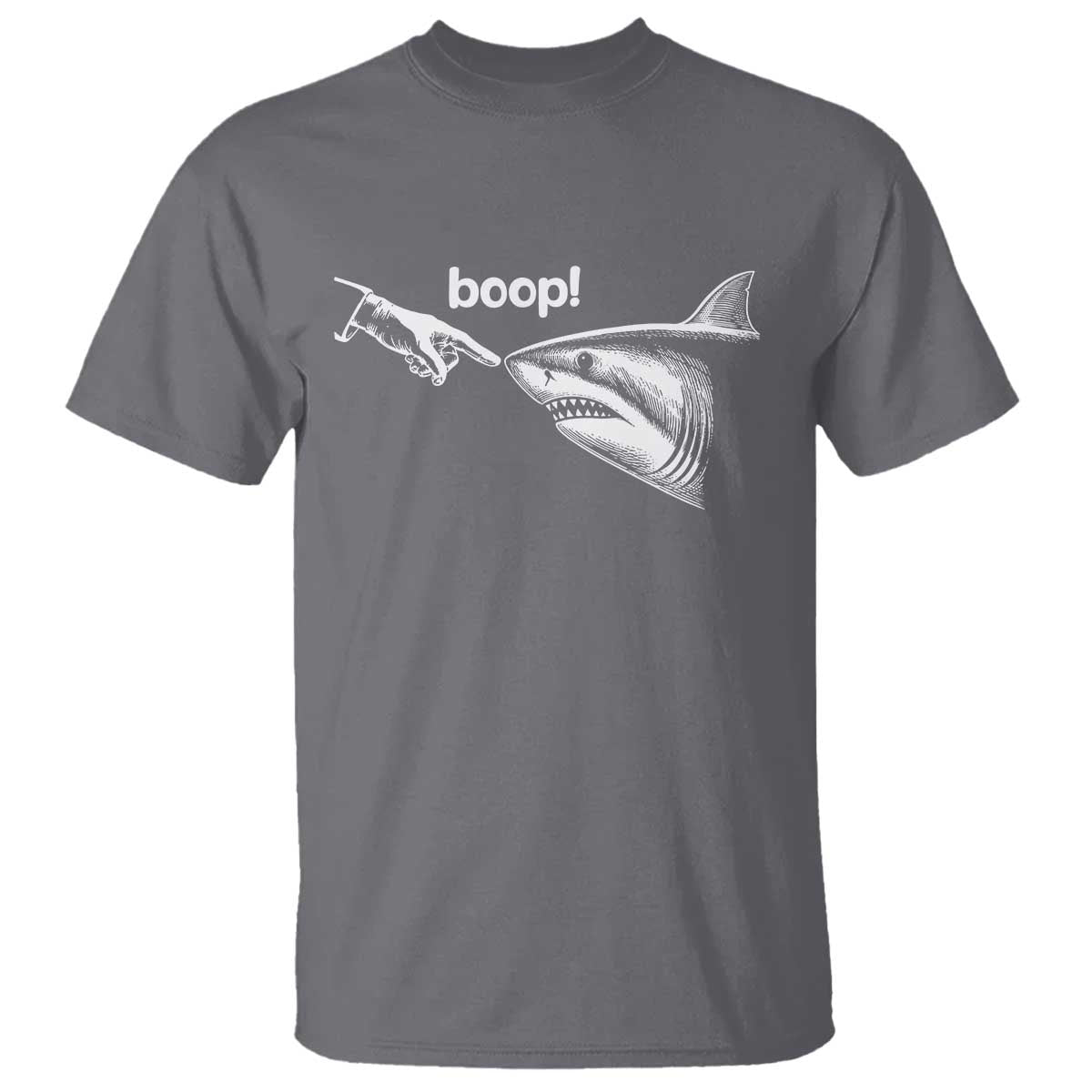 Boop Shark Meme T Shirt Funny Nose Touch Shark Lovers Ocean Life TS11 Charcoal Print Your Wear