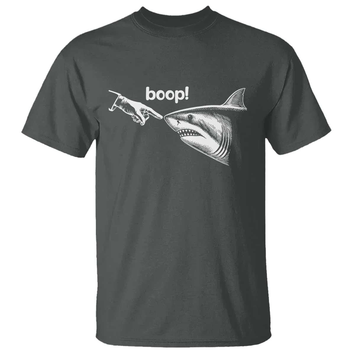 Boop Shark Meme T Shirt Funny Nose Touch Shark Lovers Ocean Life TS11 Dark Heather Print Your Wear
