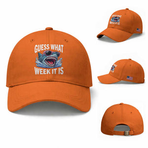 Funny Shark Guess What Week It Is Baseball Cap Shark Awareness Support Ocean Summer TS11 Baseball Cap Universal Fit Orange Print Your Wear