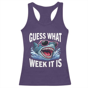 Funny Shark Guess What Week It Is Racerback Tank Top Shark Awareness Support Ocean Summer TS11 Purple Print Your Wear