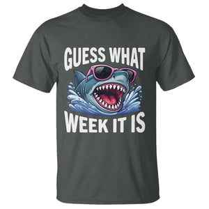 Funny Shark Guess What Week It Is T Shirt Shark Awareness Support Ocean Summer TS11 Dark Heather Print Your Wear