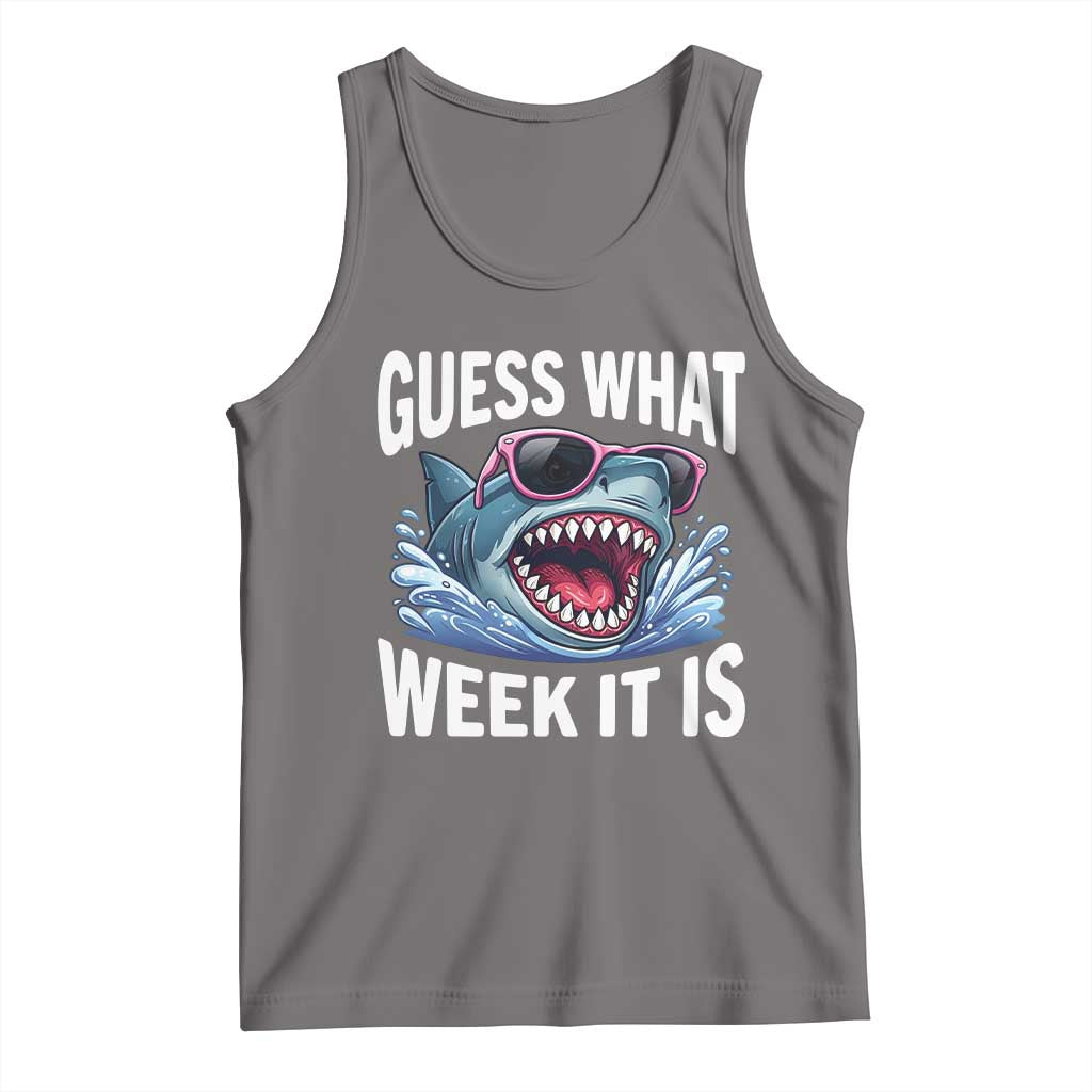 Funny Shark Guess What Week It Is Tank Top Shark Awareness Support Ocean Summer TS11 Deep Heather Print Your Wear