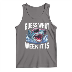 Funny Shark Guess What Week It Is Tank Top Shark Awareness Support Ocean Summer TS11 Deep Heather Print Your Wear