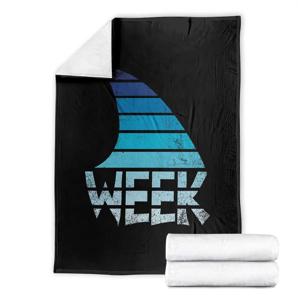 Funny Shark Fin Week Retro Ocean Wildlife Vintage Throw Blanket TS11 Black Print Your Wear