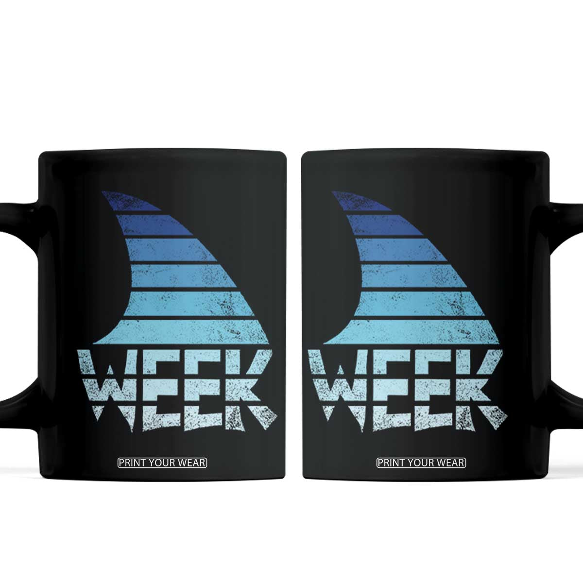 Funny Shark Fin Week Retro Ocean Wildlife Vintage Coffee Mug TS11 Black Print Your Wear