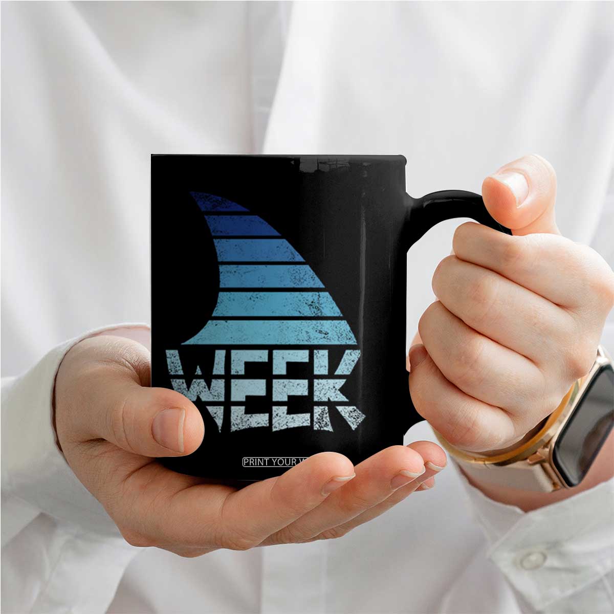 Funny Shark Fin Week Retro Ocean Wildlife Vintage Coffee Mug TS11 Print Your Wear