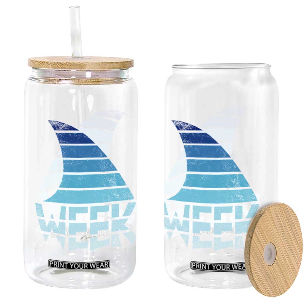Funny Shark Fin Week Retro Ocean Wildlife Vintage Glass Can TS11 Print Your Wear