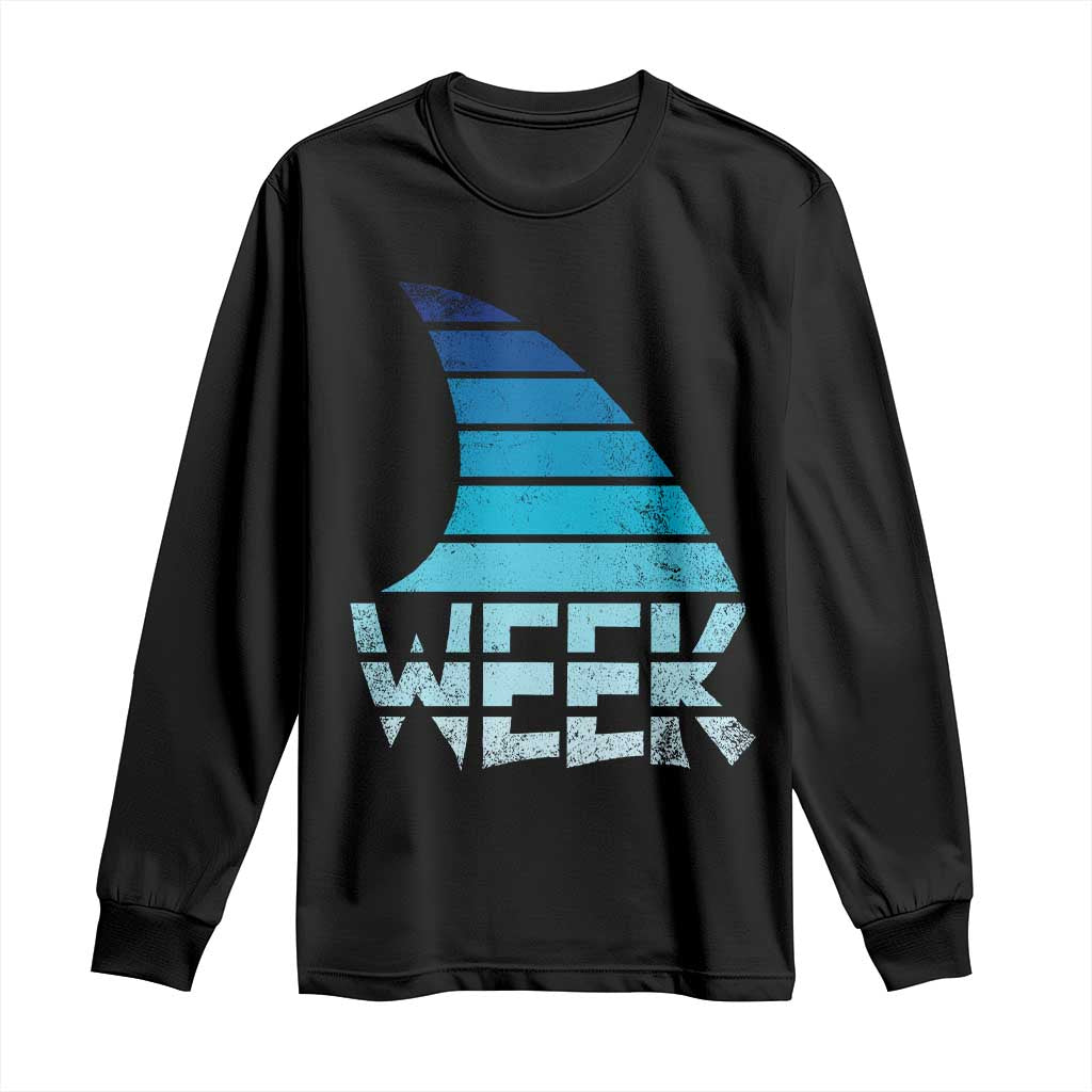 Funny Shark Fin Week Retro Ocean Wildlife Vintage Long Sleeve Shirt TS11 Black Print Your Wear