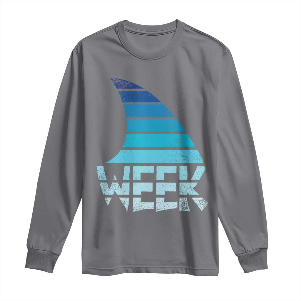 Funny Shark Fin Week Retro Ocean Wildlife Vintage Long Sleeve Shirt TS11 Charcoal Print Your Wear