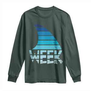 Funny Shark Fin Week Retro Ocean Wildlife Vintage Long Sleeve Shirt TS11 Dark Forest Green Print Your Wear