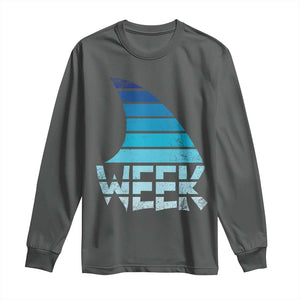 Funny Shark Fin Week Retro Ocean Wildlife Vintage Long Sleeve Shirt TS11 Dark Heather Print Your Wear