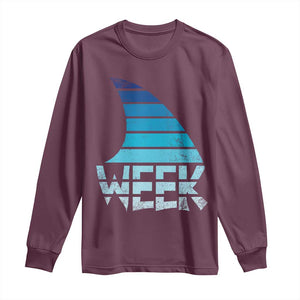 Funny Shark Fin Week Retro Ocean Wildlife Vintage Long Sleeve Shirt TS11 Maroon Print Your Wear