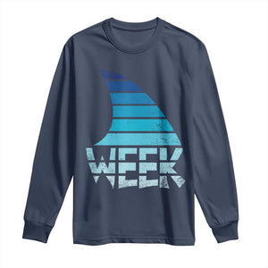 Funny Shark Fin Week Retro Ocean Wildlife Vintage Long Sleeve Shirt TS11 Navy Print Your Wear