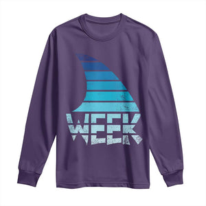 Funny Shark Fin Week Retro Ocean Wildlife Vintage Long Sleeve Shirt TS11 Purple Print Your Wear