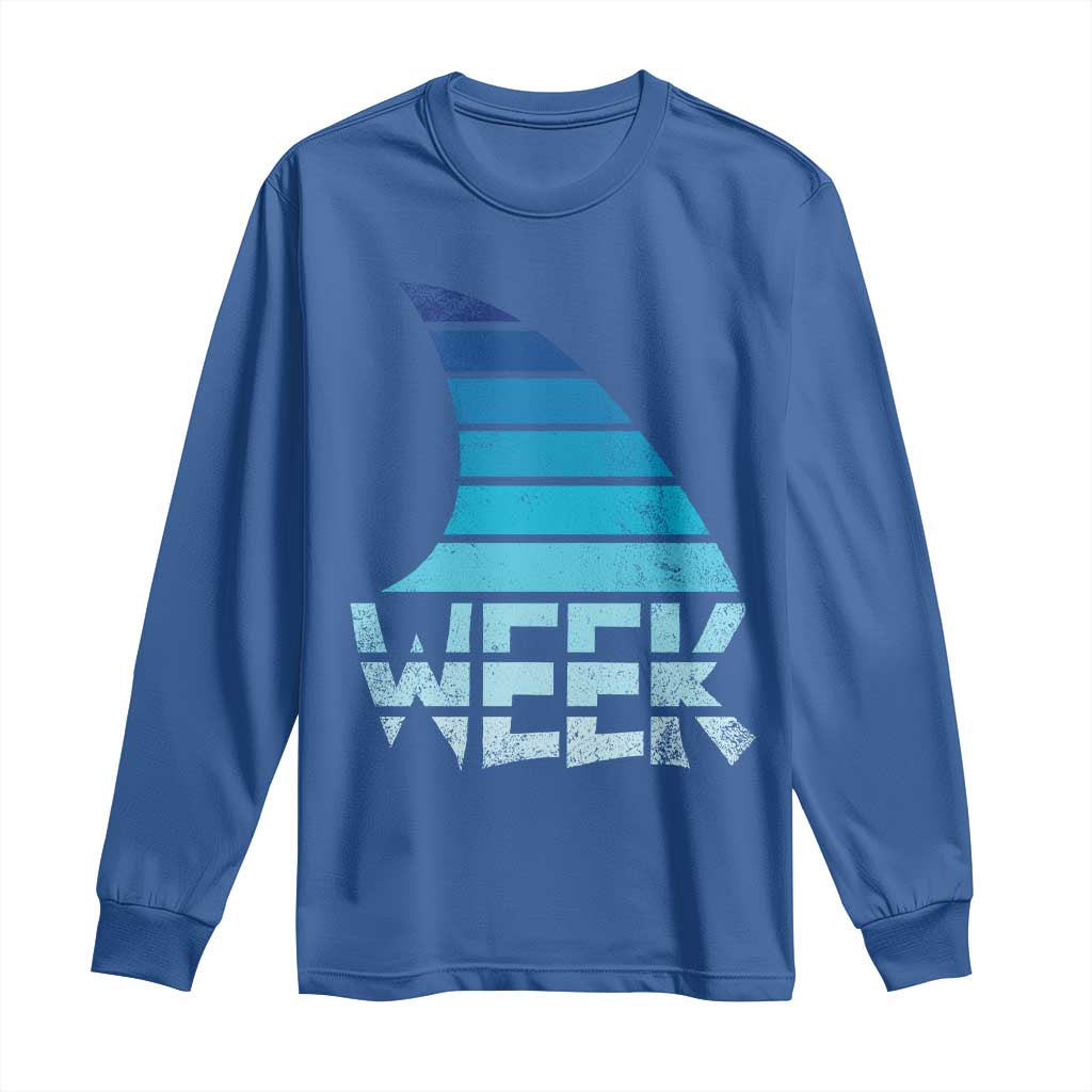 Funny Shark Fin Week Retro Ocean Wildlife Vintage Long Sleeve Shirt TS11 Royal Blue Print Your Wear