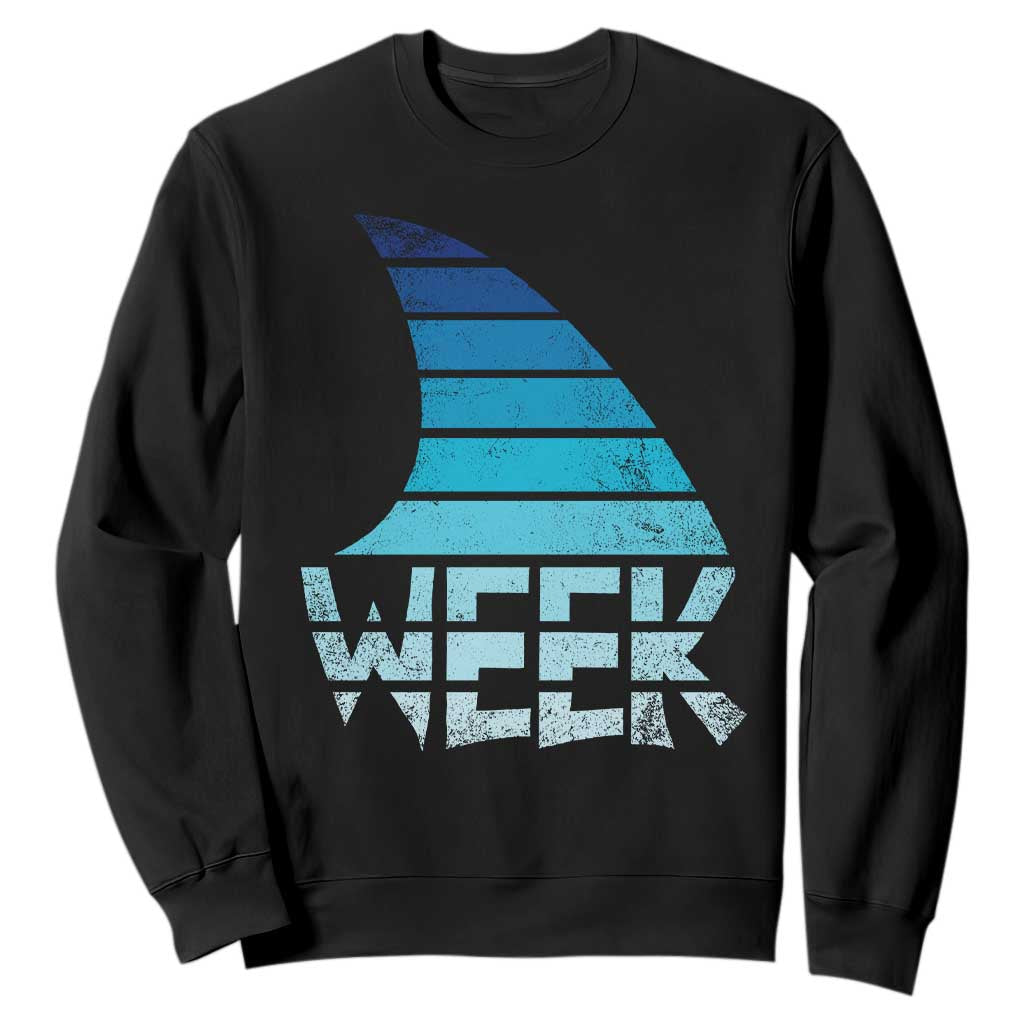 Funny Shark Fin Week Retro Ocean Wildlife Vintage Sweatshirt TS11 Black Print Your Wear