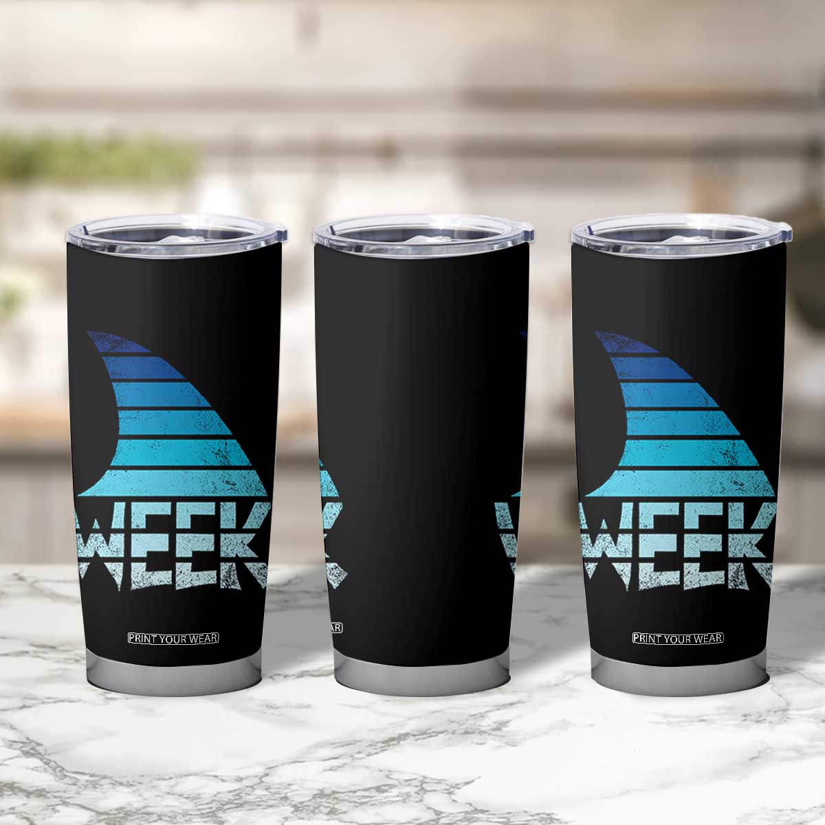 Funny Shark Fin Week Retro Ocean Wildlife Vintage Tumbler Cup TS11 Print Your Wear
