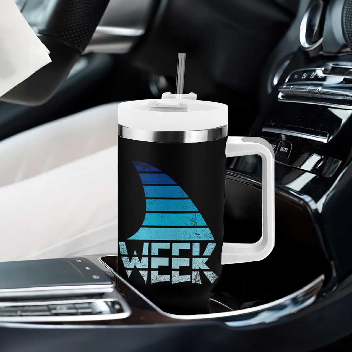 Funny Shark Fin Week Retro Ocean Wildlife Vintage Tumbler With Handle TS11 Print Your Wear