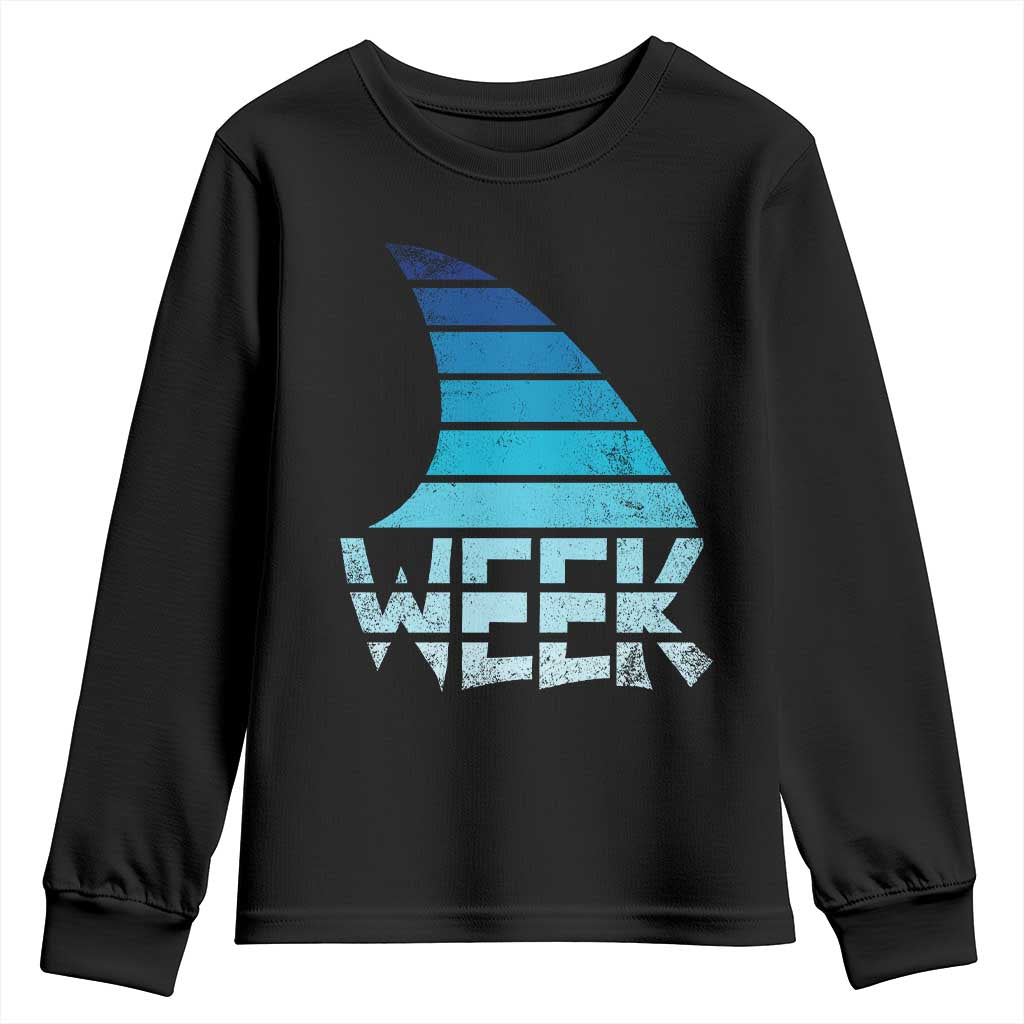 Funny Shark Fin Week Retro Ocean Wildlife Vintage Youth Sweatshirt TS11 Black Print Your Wear