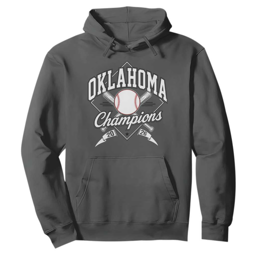 Oklahoma Champions 2026 Hoodie Baseball Pennant Flag Graphic TS11 Dark Heather Print Your Wear