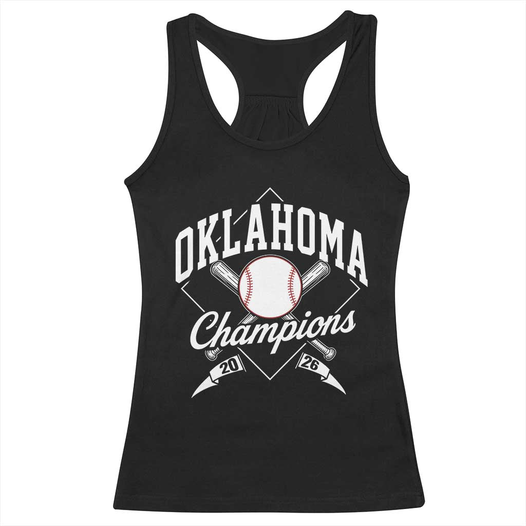 Oklahoma Champions 2026 Racerback Tank Top Baseball Pennant Flag Graphic TS11 Black Print Your Wear