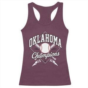Oklahoma Champions 2026 Racerback Tank Top Baseball Pennant Flag Graphic TS11 Maroon Print Your Wear
