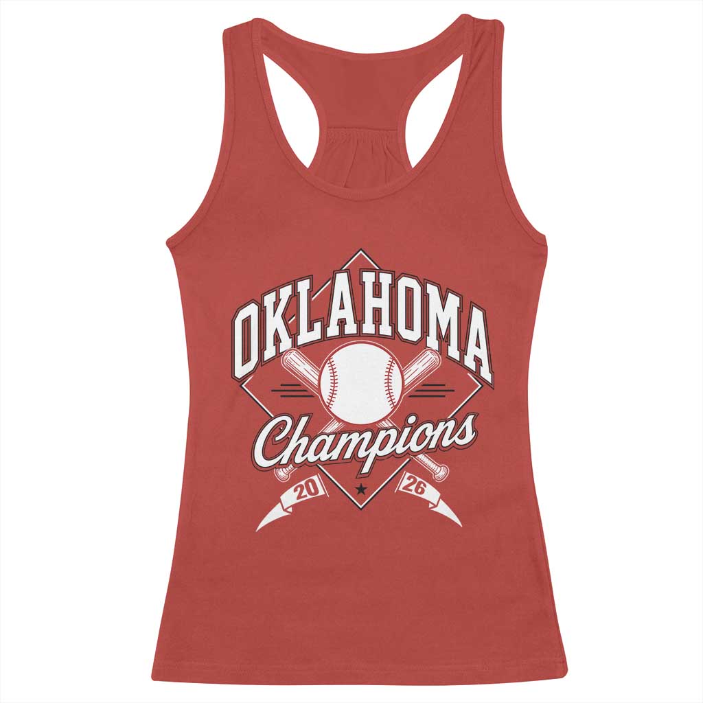 Oklahoma Champions 2026 Racerback Tank Top Baseball Pennant Flag Graphic TS11 Red Print Your Wear