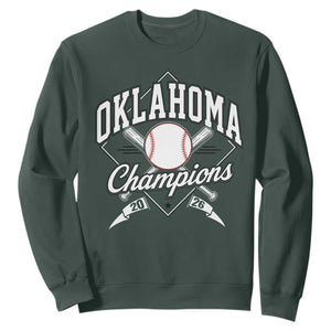 Oklahoma Champions 2026 Sweatshirt Baseball Pennant Flag Graphic TS11 Dark Forest Green Print Your Wear