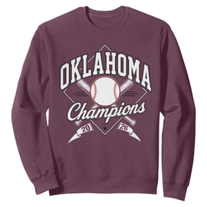 Oklahoma Champions 2026 Sweatshirt Baseball Pennant Flag Graphic TS11 Maroon Print Your Wear