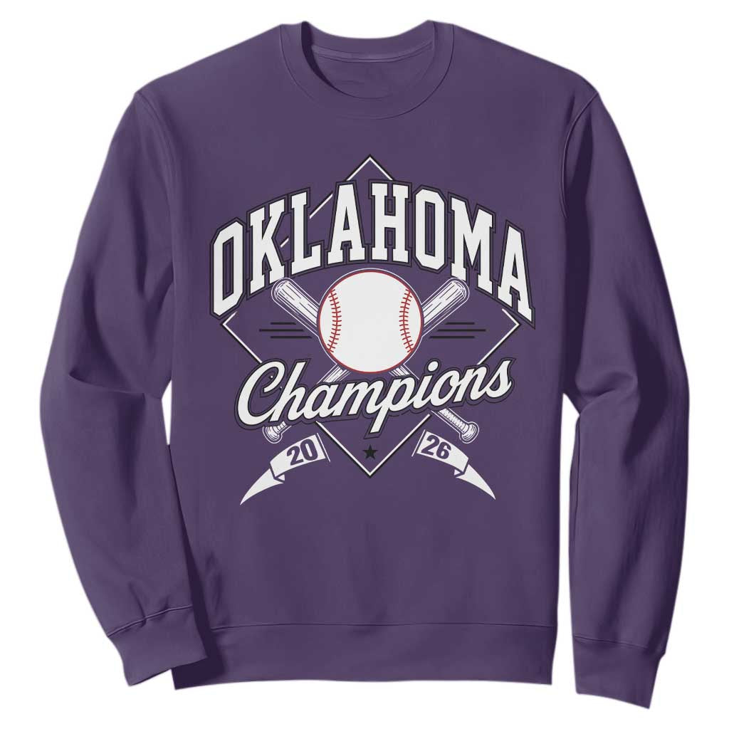Oklahoma Champions 2026 Sweatshirt Baseball Pennant Flag Graphic TS11 Purple Print Your Wear