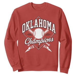 Oklahoma Champions 2026 Sweatshirt Baseball Pennant Flag Graphic TS11 Red Print Your Wear