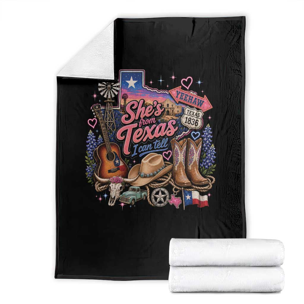 She Is From Texas I Can Tell Throw Blanket Texas Girl Pride TS11 Black Print Your Wear