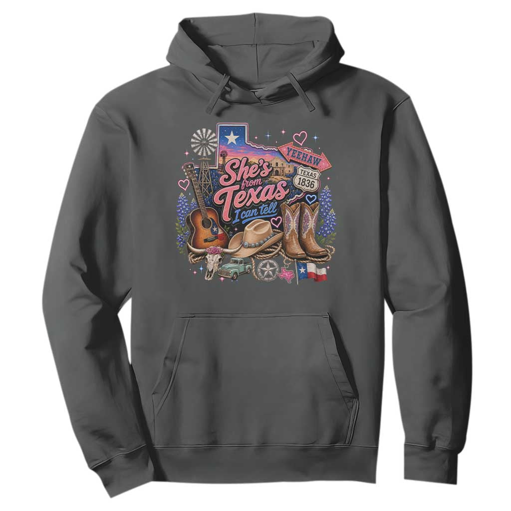 She Is From Texas I Can Tell Hoodie Texas Girl Pride TS11 Dark Heather Print Your Wear