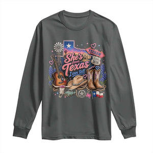 She Is From Texas I Can Tell Long Sleeve Shirt Texas Girl Pride TS11 Dark Heather Print Your Wear