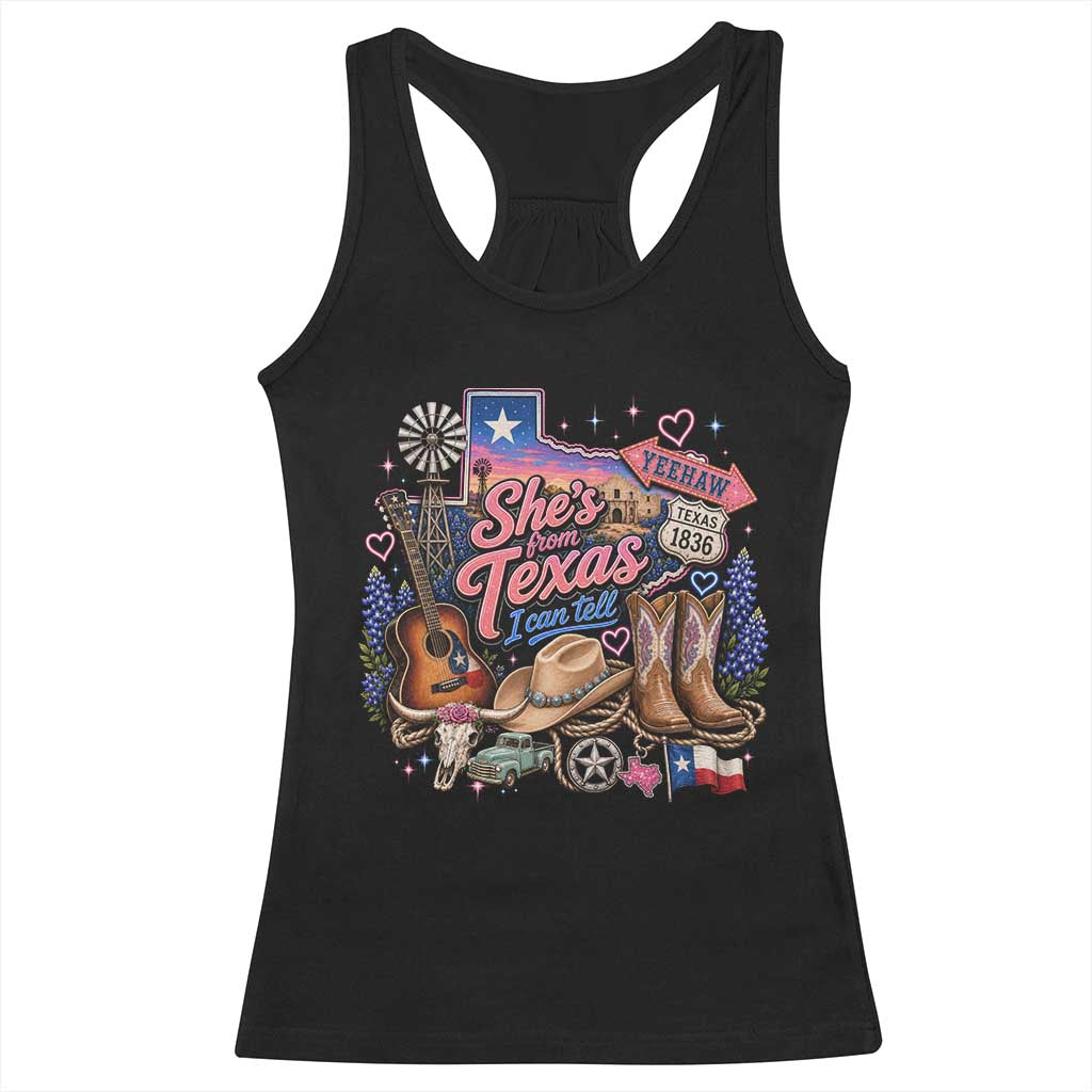 She Is From Texas I Can Tell Racerback Tank Top Texas Girl Pride TS11 Black Print Your Wear