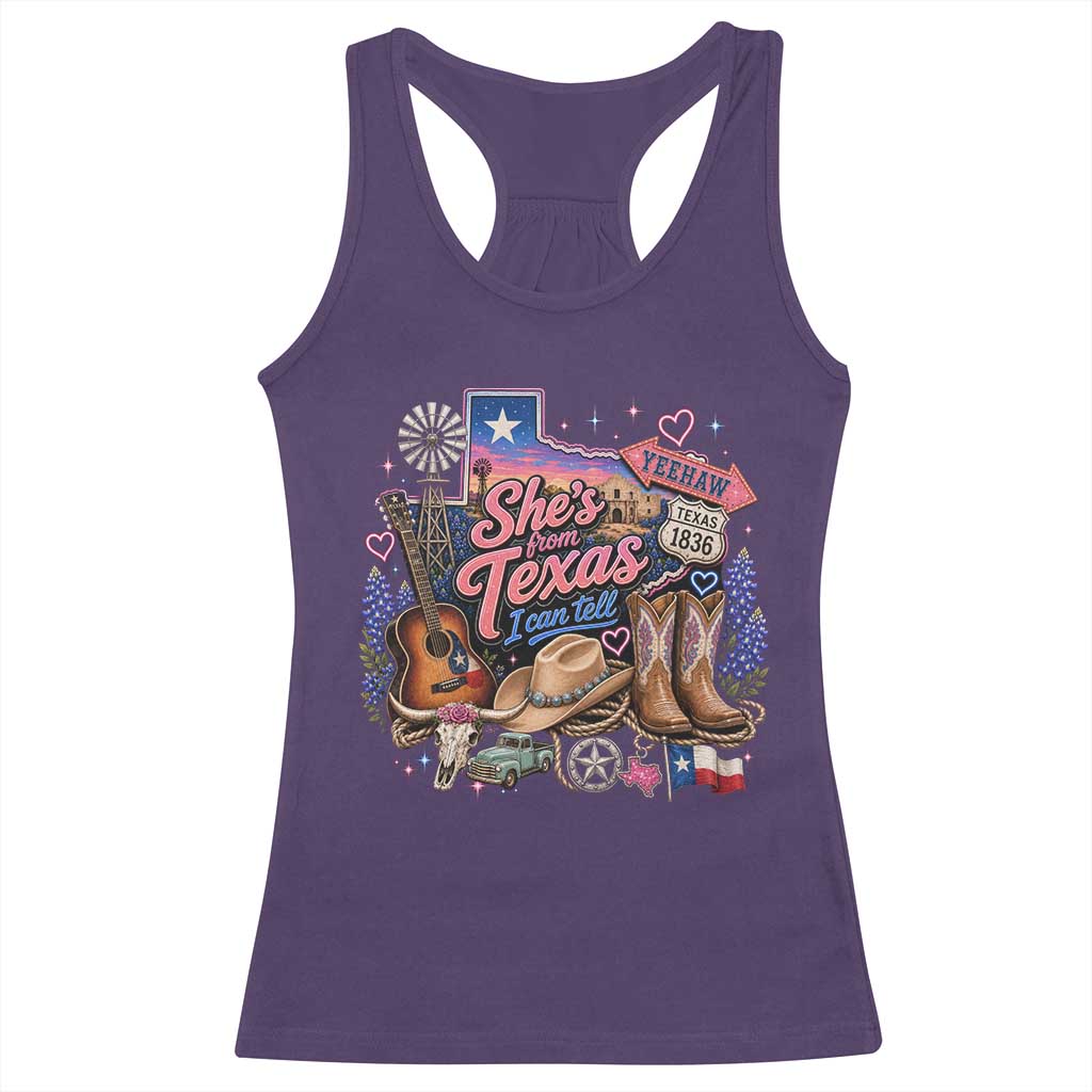 She Is From Texas I Can Tell Racerback Tank Top Texas Girl Pride TS11 Purple Print Your Wear
