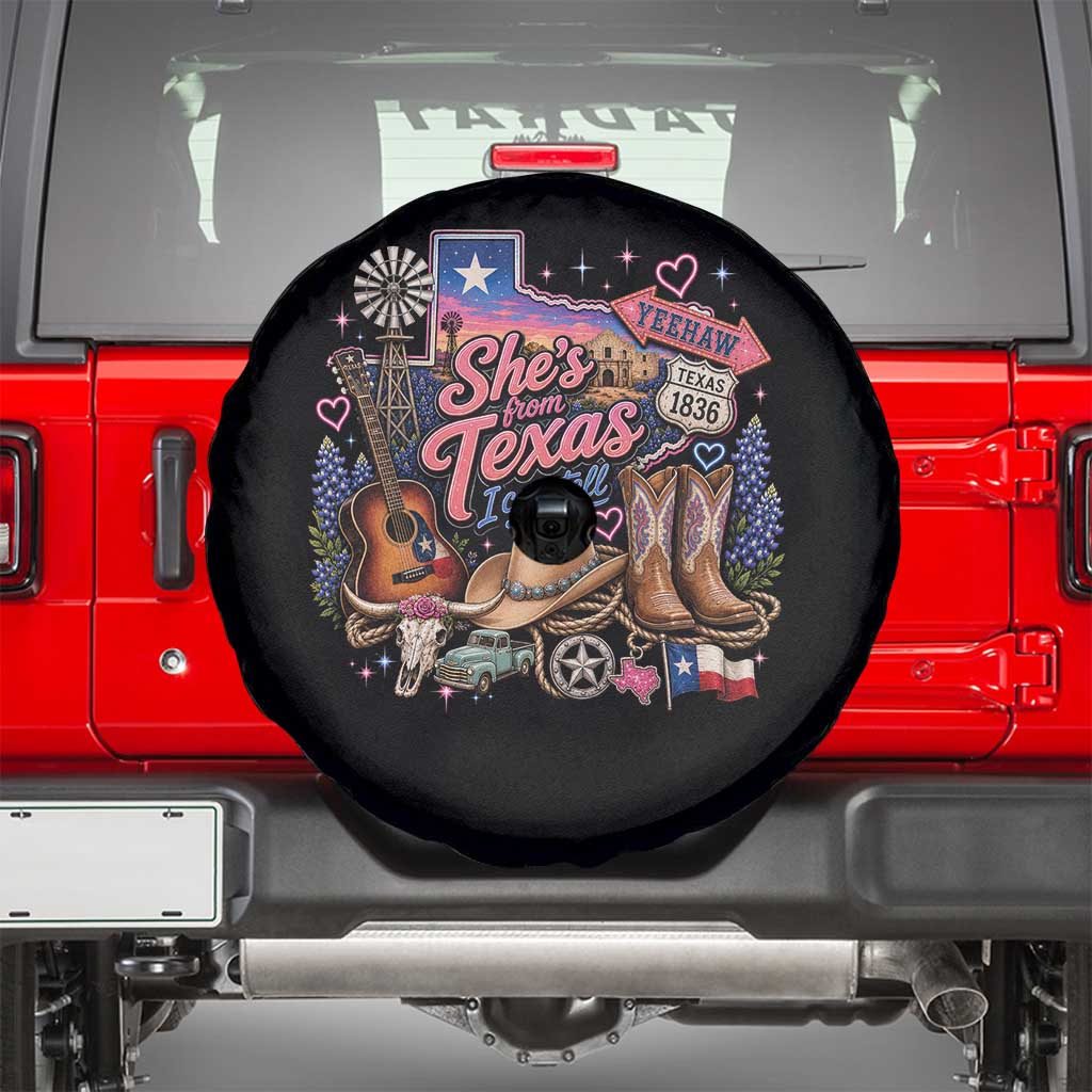 She Is From Texas I Can Tell Spare Tire Cover Texas Girl Pride TS11 Black Print Your Wear