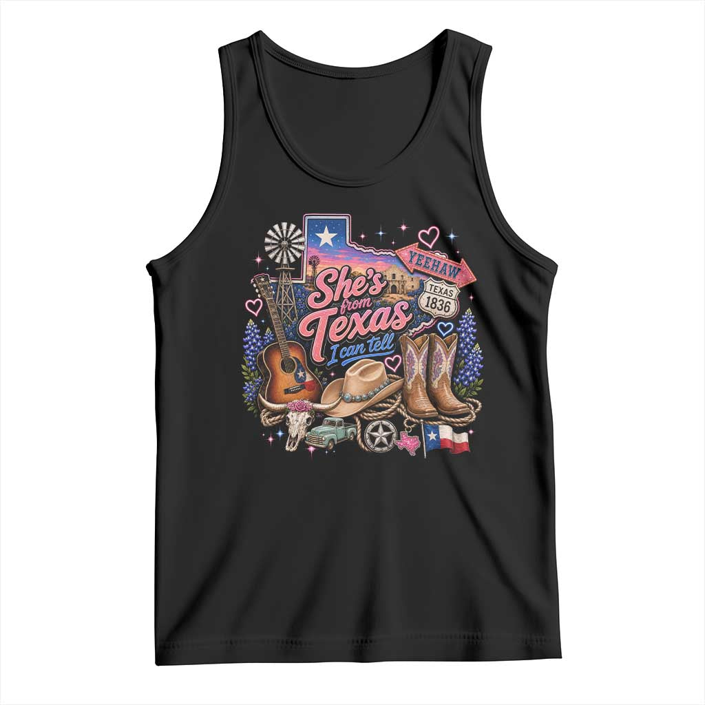 She Is From Texas I Can Tell Tank Top Texas Girl Pride TS11 Black Print Your Wear