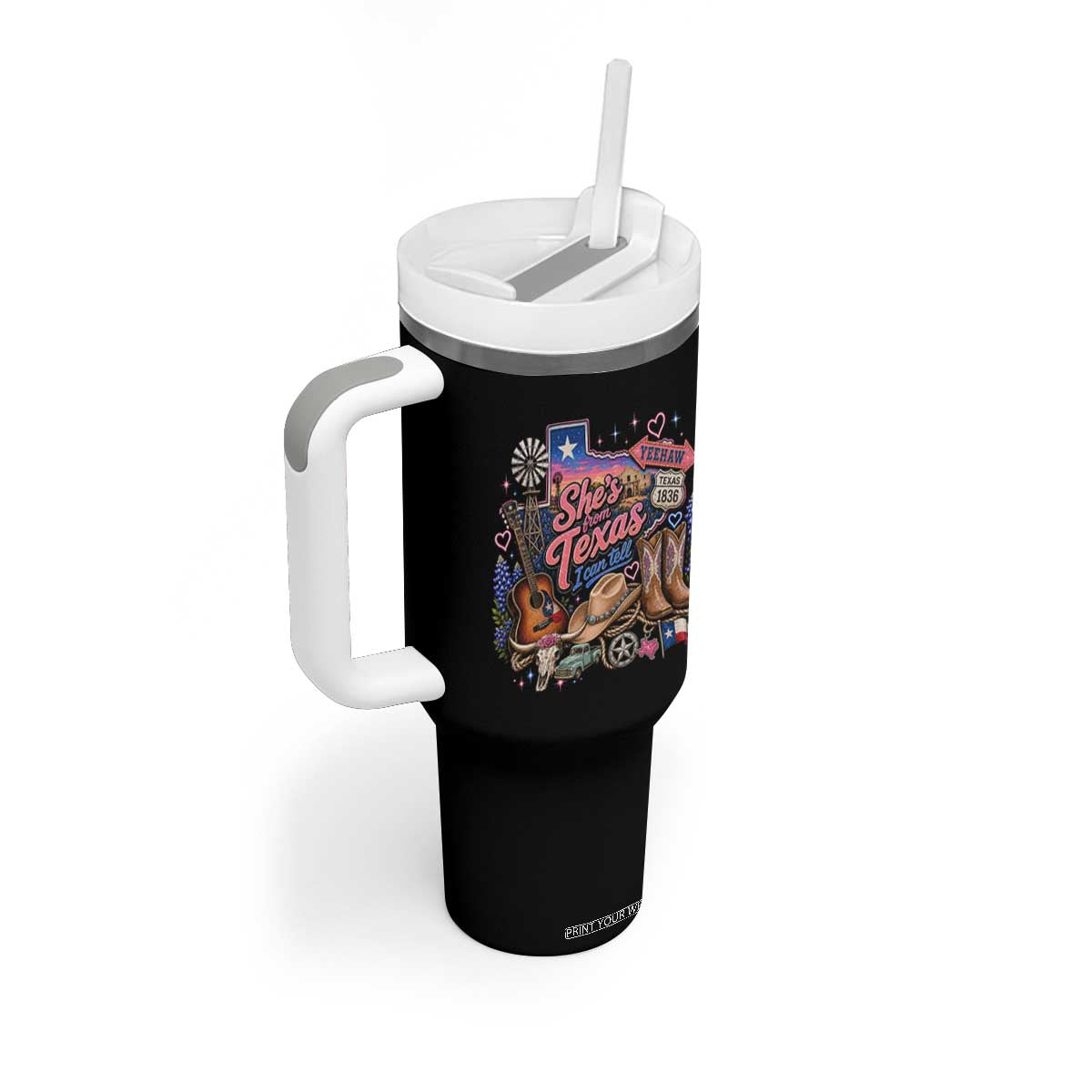 She Is From Texas I Can Tell Tumbler With Handle Texas Girl Pride TS11 Print Your Wear
