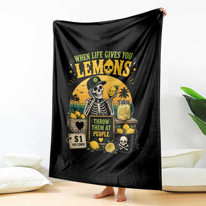 When Life Gives You Lemons Throw Them At People Throw Blanket Skeleton Lemon Jokes TS11 Print Your Wear