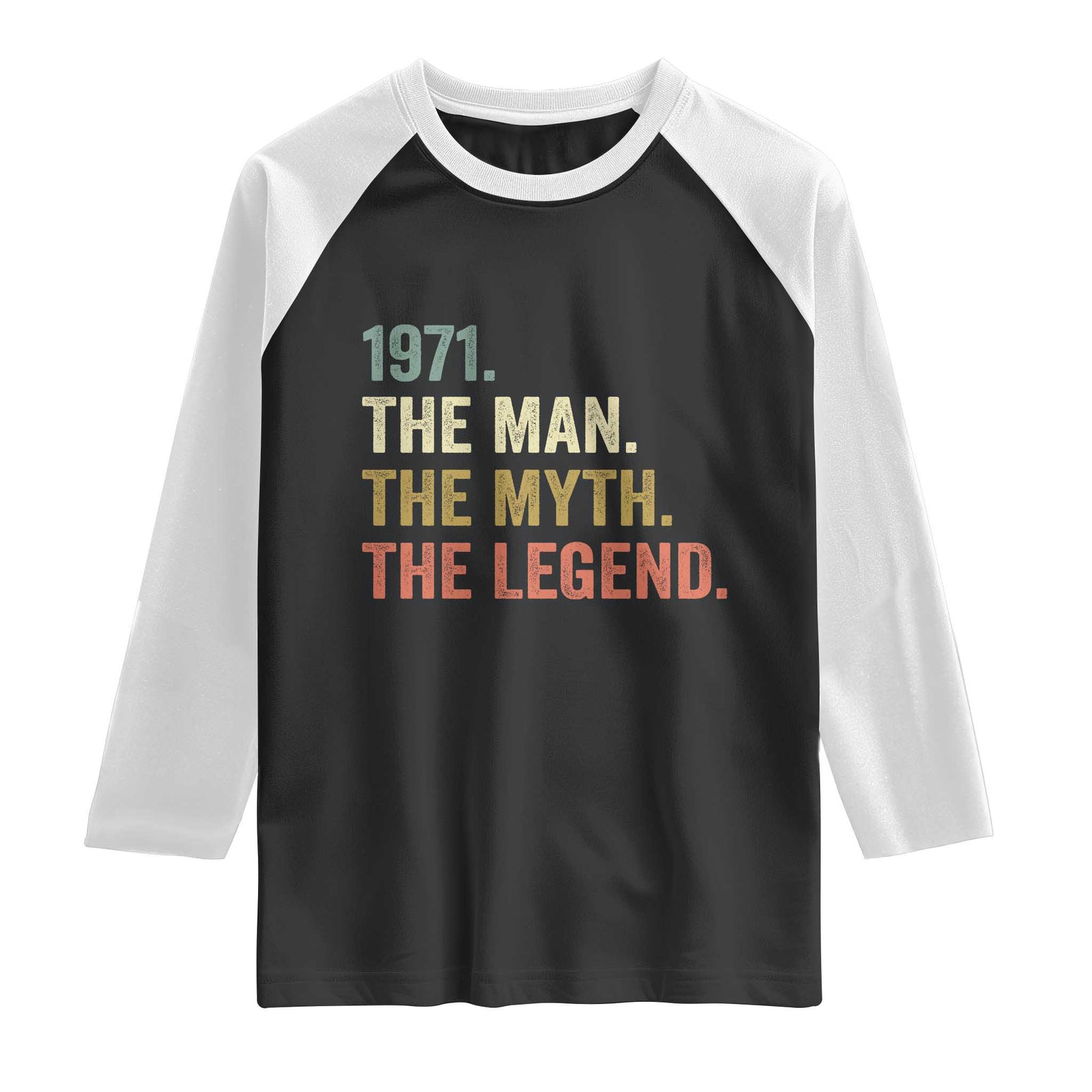 Funny 55th Birthday Retro 1971 The Man The Myth The Legend Raglan Shirt 55 Years Old Gifts