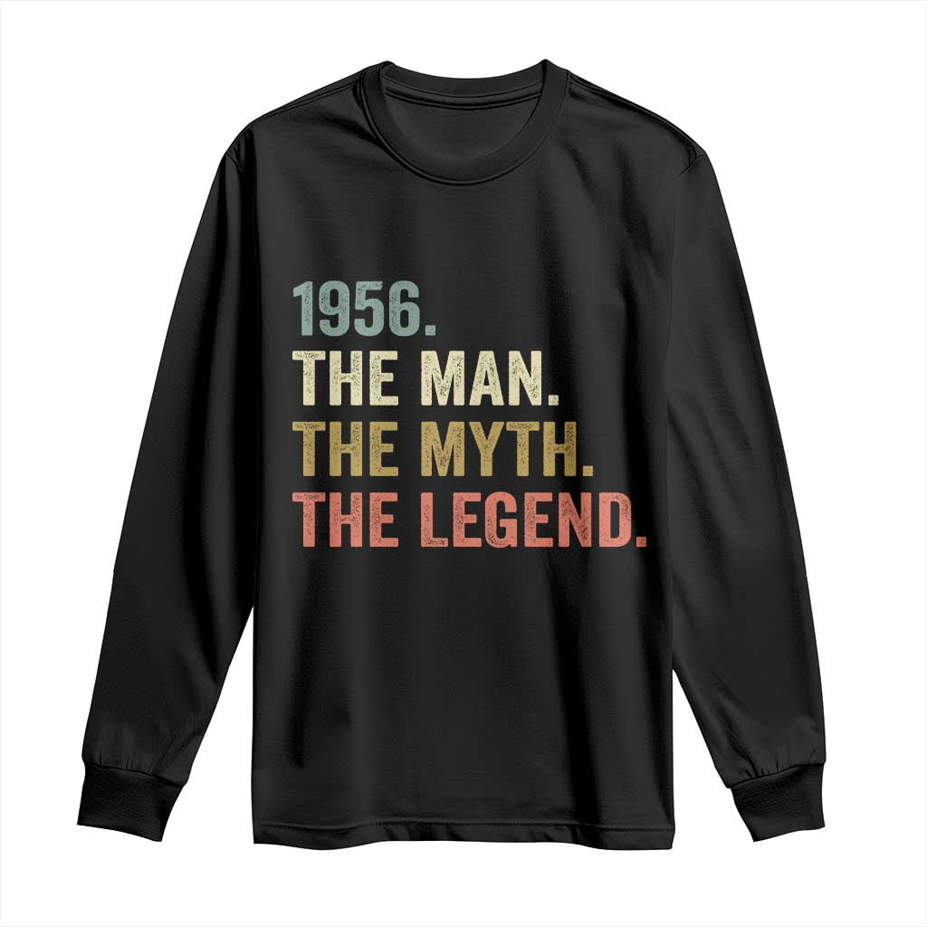 Funny 70th Birthday Retro 1956 The Man The Myth The Legend Long Sleeve Shirt 70 Years Old Gifts