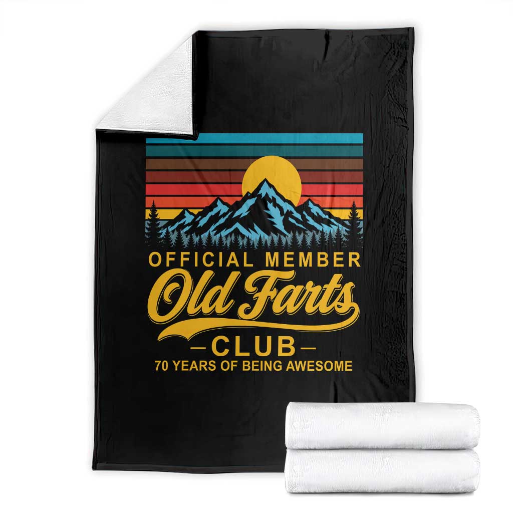 70th Birthday Official Member Old Fart Club Throw Blanket 70 Years of Being Awesome Funny Fart Joke Retro TS11 Black Print Your Wear