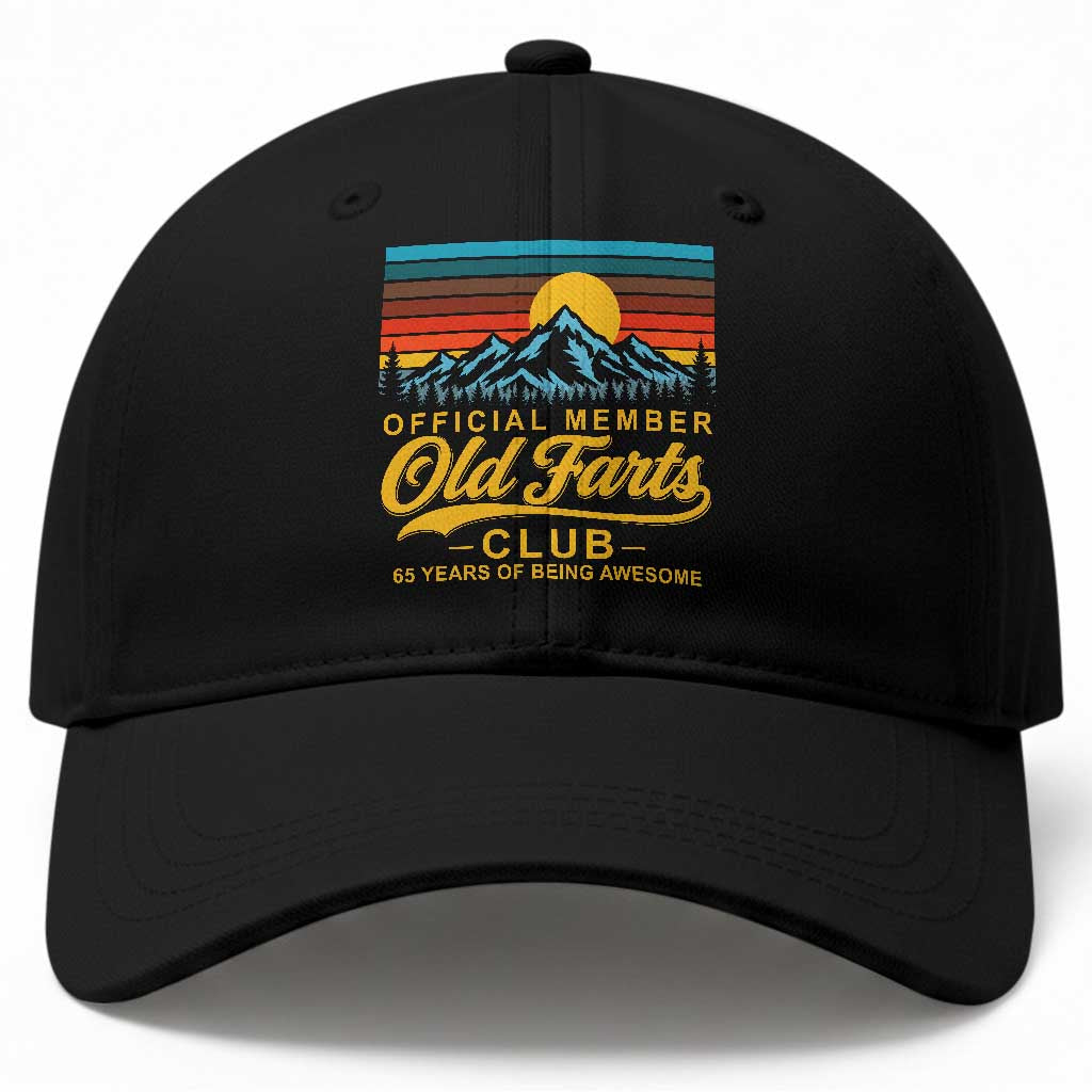 65th Birthday Official Member Old Fart Club Baseball Cap 65 Years of Being Awesome Funny Fart Joke Retro TS11 Print Your Wear