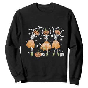 Funny Halloween Sweatshirt Ballerina Pumpkin Skeleton Pumpkin Flower TS11 Black Print Your Wear