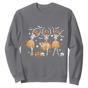 Funny Halloween Sweatshirt Ballerina Pumpkin Skeleton Pumpkin Flower TS11 Charcoal Print Your Wear